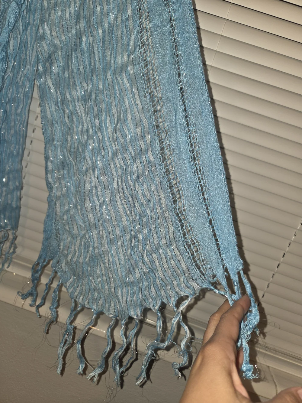 Light Blue Textured Decorative Scarf